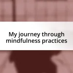 My journey through mindfulness practices