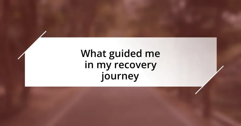 What guided me in my recovery journey