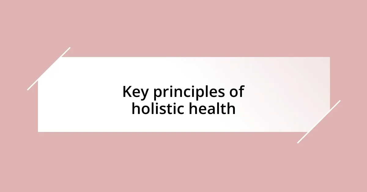 Key principles of holistic health